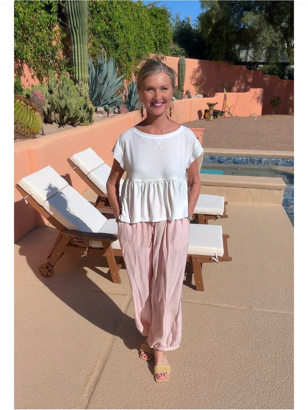 NWT SILKY LIKE Light Pink Relaxed Balloon Pants-S - Picture 12 of 16